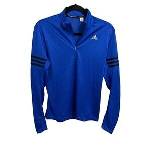 Adidas Jacket Size M Mens Climalite 3 Stripe Quarter Zip Long Sleeve Pullover